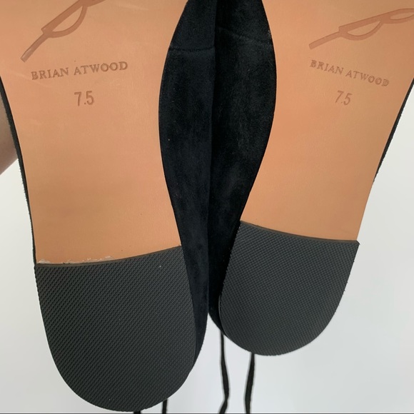 B Brian Atwood Skylar Lace Up Black Suede Flats - Picture 15 of 16